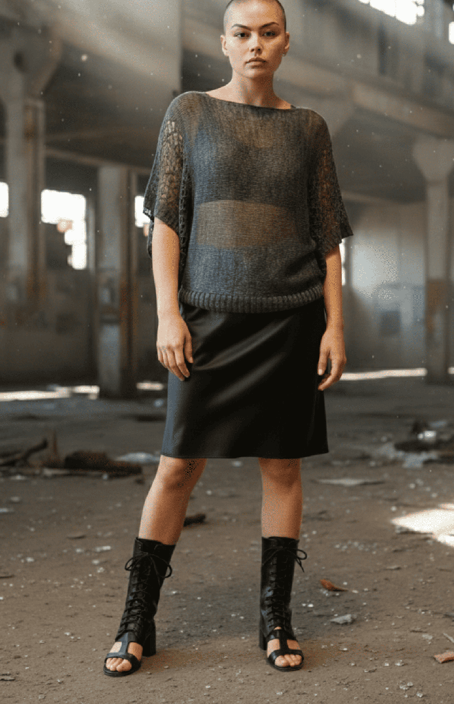 Top ganchillo Mansuar gris