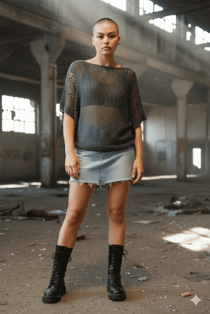 Top ganchillo Mansuar gris