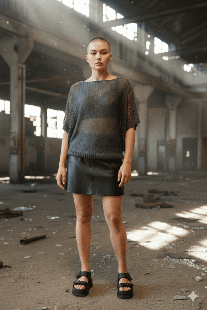 Top ganchillo Mansuar gris