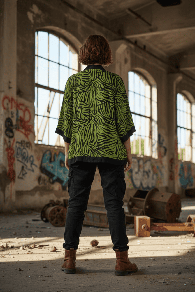 Kimono Tajogaite cebra verde