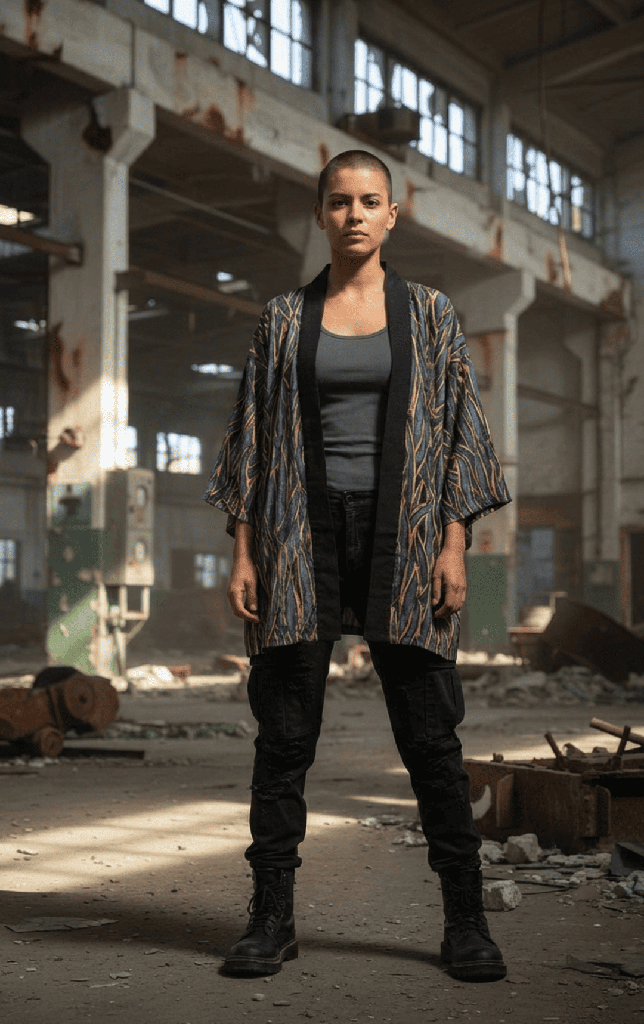 Kimono largo Teide hojas azules