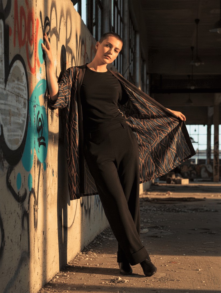 Kimono largo Teide hojas azules