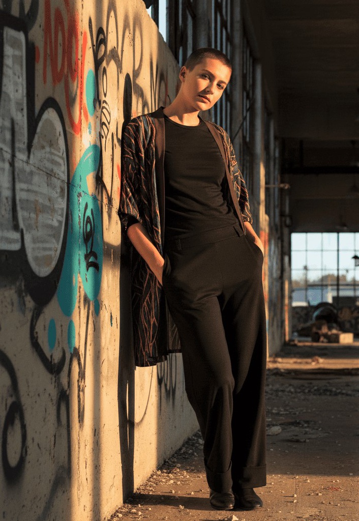 Kimono largo Teide hojas azules