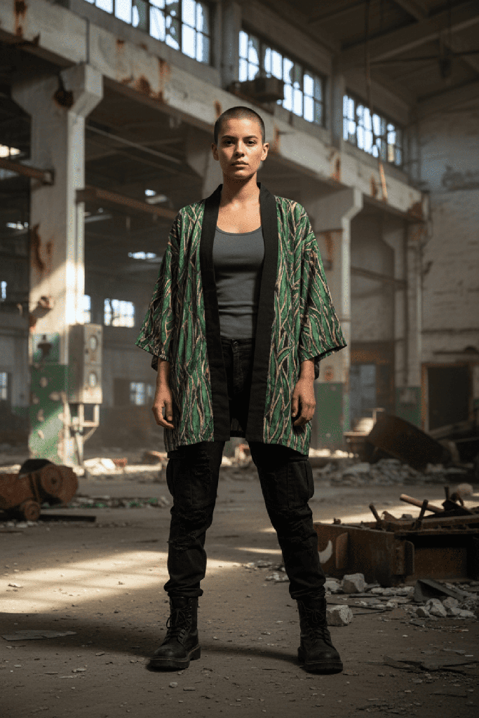 Kimono largo Teide hojas verdes