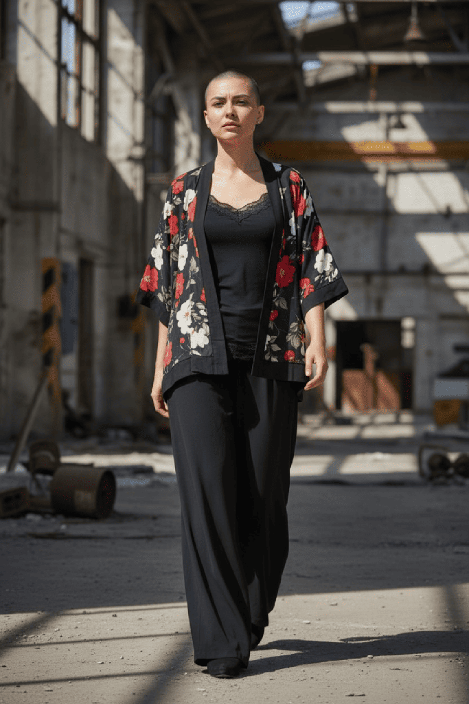 Kimono Tajogaite flores Japo