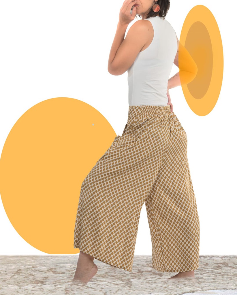 Pantalón pirata Célebes marrón y blanco
