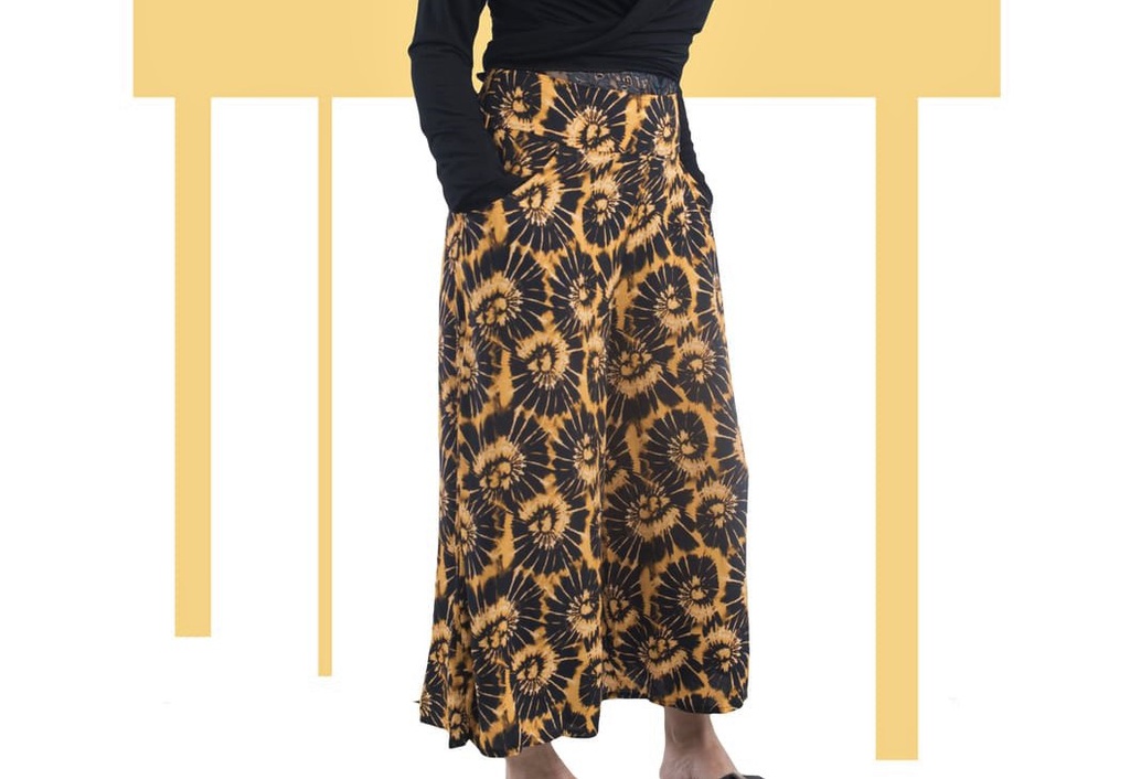 Pantalón pirata Célebes tie-dye mostaza