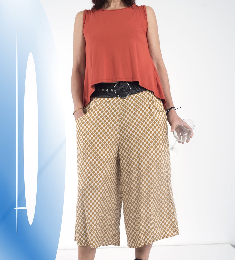 Pantalón pirata Célebes mostaza retro