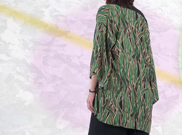 Kimono largo Teide hojas verde
