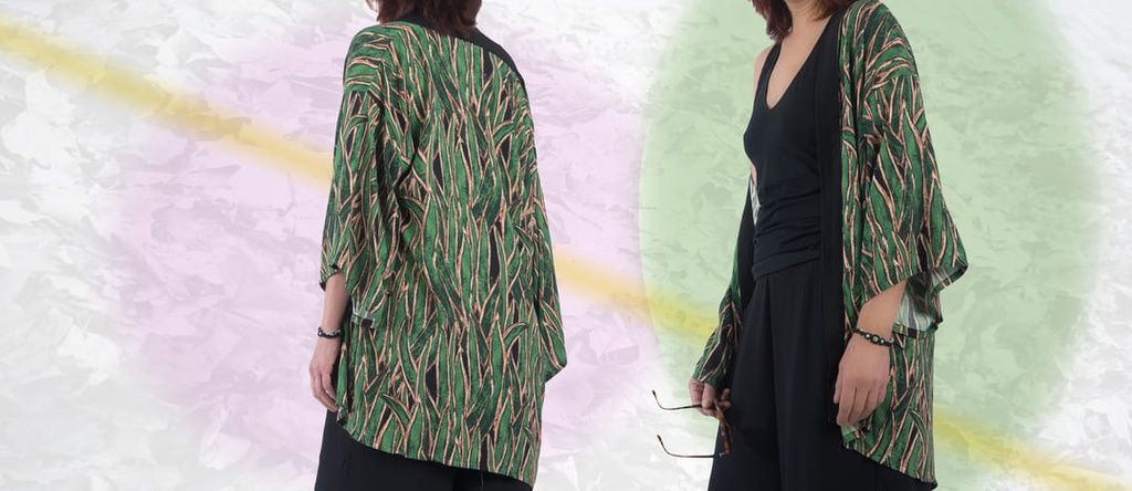 Kimono largo Teide hojas verde