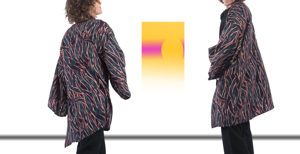 Kimono largo Teide hojas azules