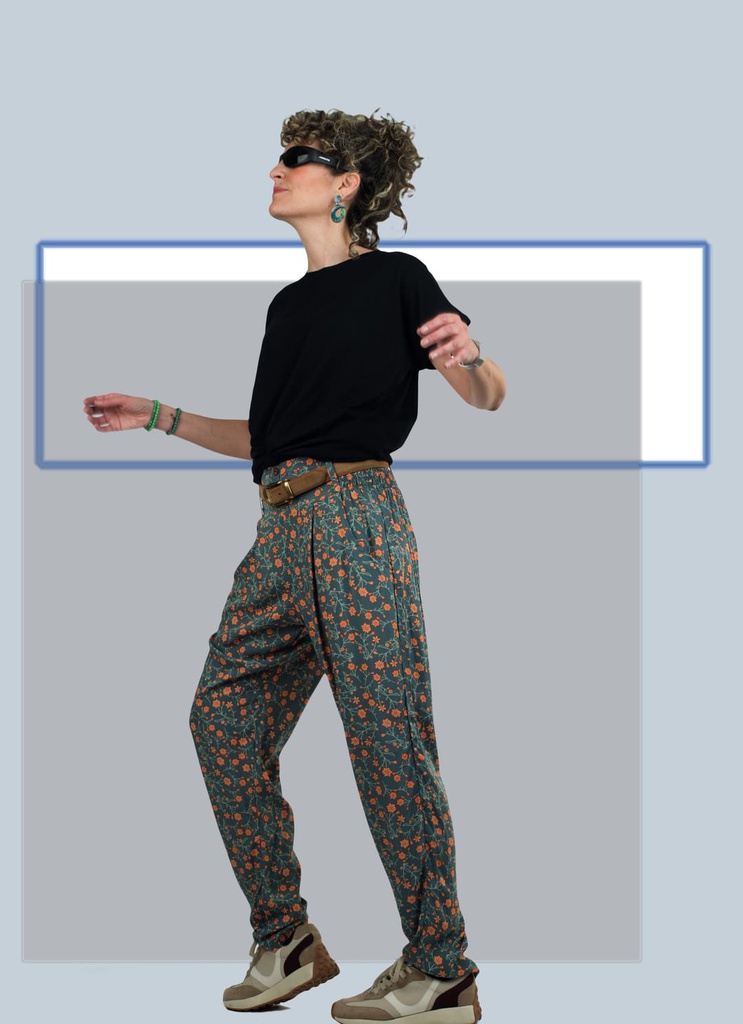 Pantalón Nailaka flores naranjas