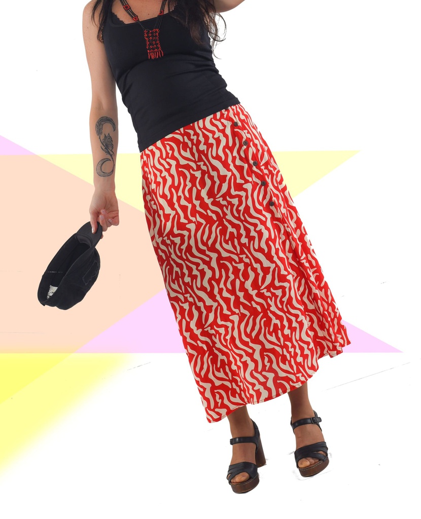 Falda Isfahán cebra roja
