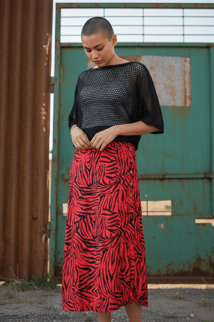 Falda Isfahán Cebra rojo