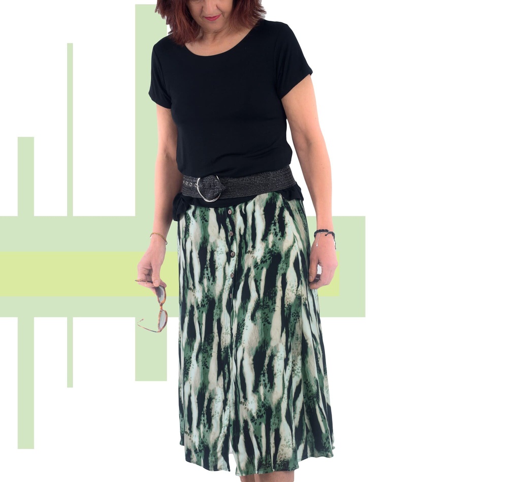 Falda Isfahán animal verde