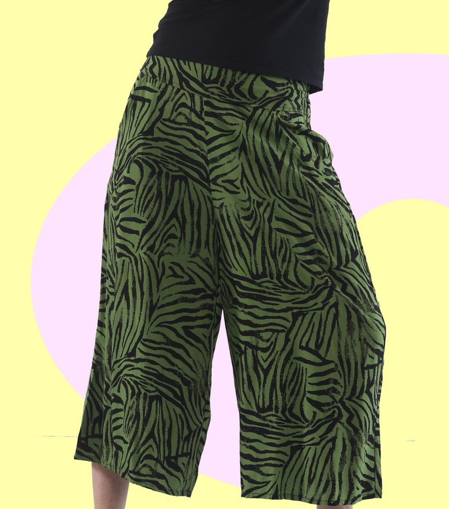 Pantalón pirata Célebes verde cebra