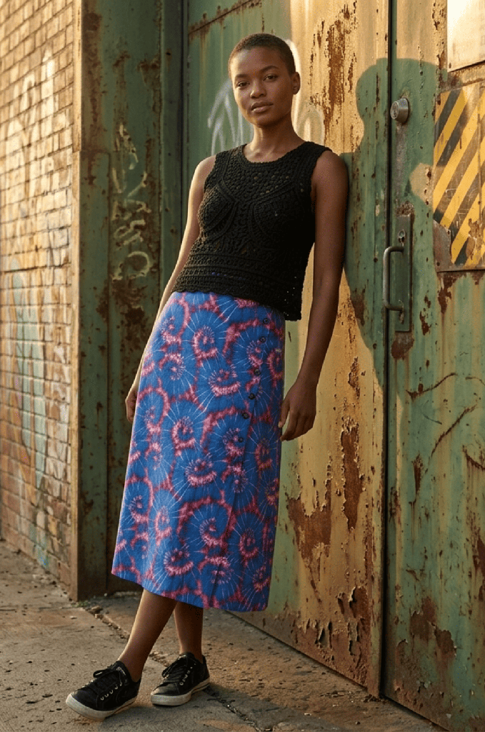 Falda Isfahán Tye Dye azul