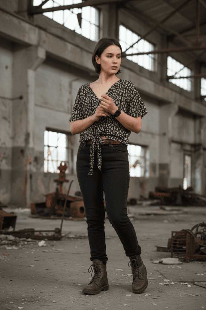 Camisa Alnif animal print negro