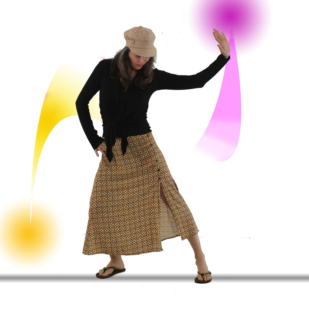 Falda Isfahán flores mostaza