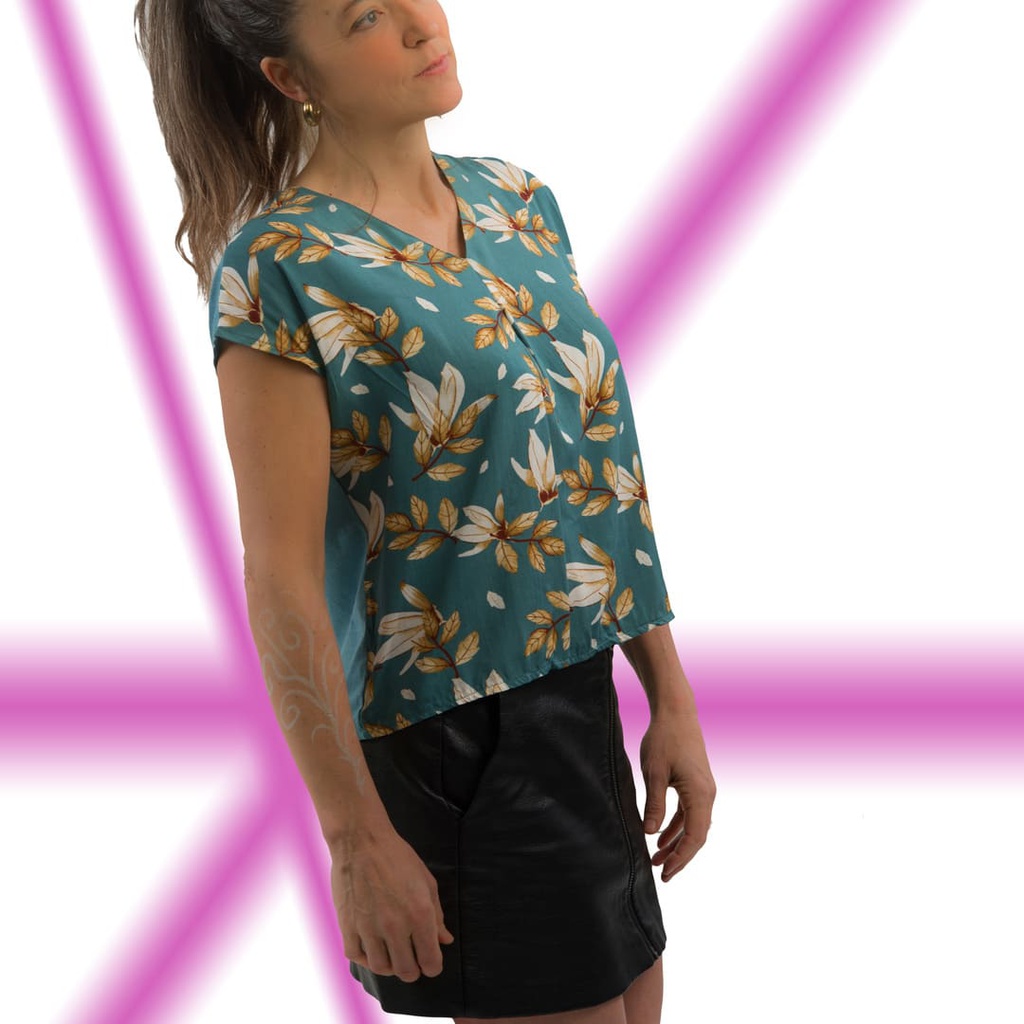 Blusa Ijen turquesa hojas