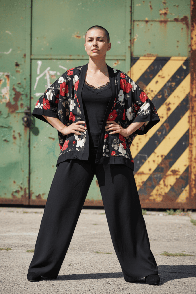 Kimono Tajogaite flores Japo