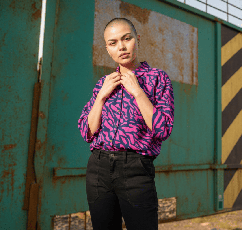 Camisa Erbil azul y fucsia