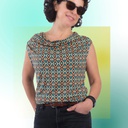 Camiseta cuello drapeado  Misr rombos retro