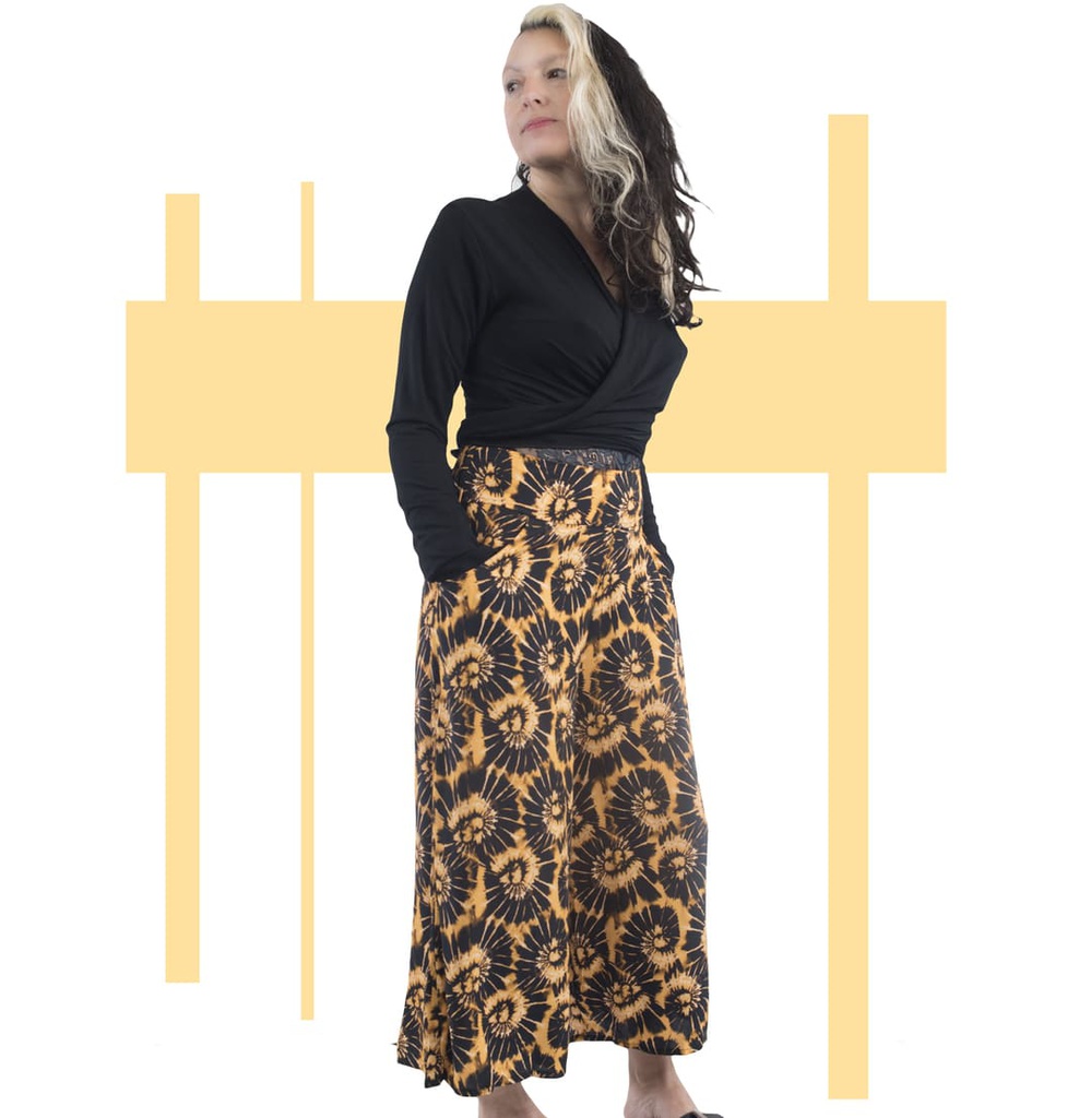 Pantalón pirata Célebes tie-dye mostaza