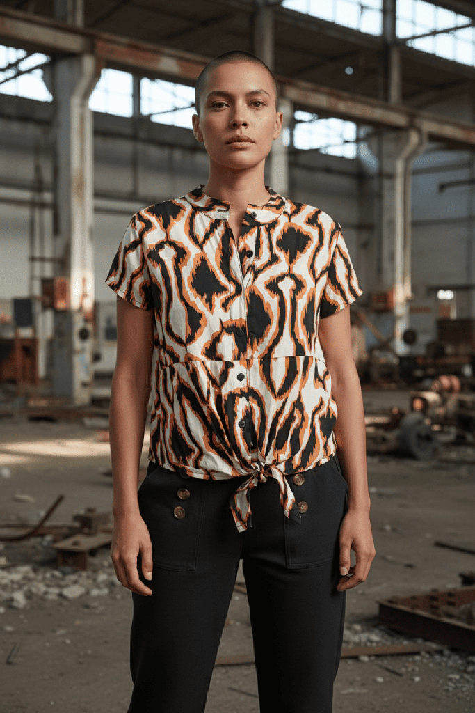 Camisa Siwa tribal blanco