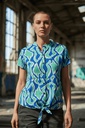 Camisa Siwa tribal azul