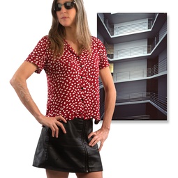 Camisa Song Kol roja pintas blancas