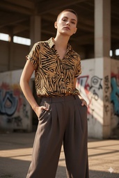 Camisa Hatta cebra mostaza