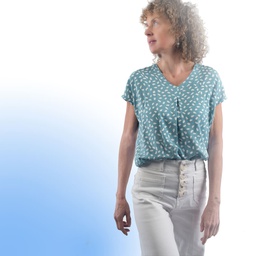 Blusa Ijen azul pintas blancas