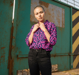 Camisa Erbil azul y fucsia