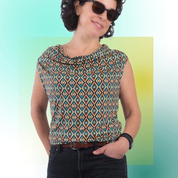 Camiseta cuello drapeado  Misr rombos retro
