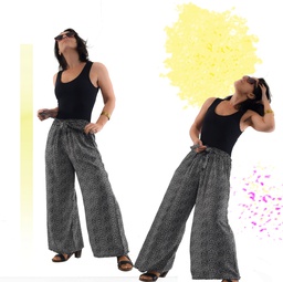 Pantalón Paniki negro flores blancas