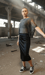 Top ganchillo Mansuar gris